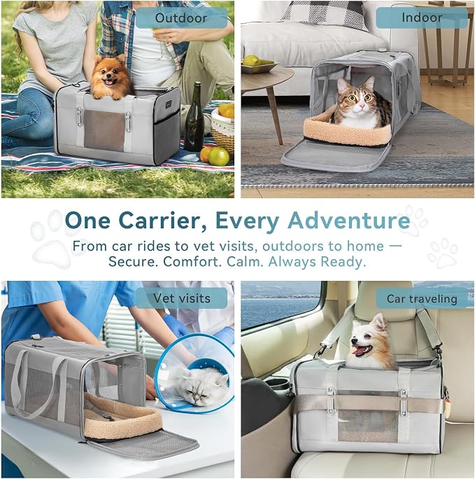 Petsfit Travel Pet Carrier for Large Cats, Soft-Sided Dog Car Travel Carrier - Image 8