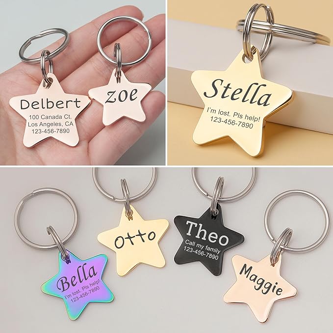 Anavia Personalized Pet ID Tags, Stainless Steel Glossy Laser Engraved Dog Cat - Image 3