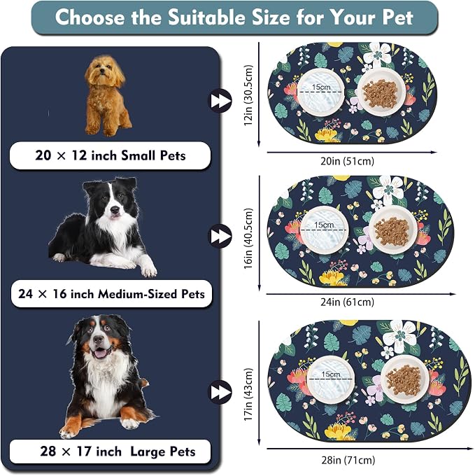20''x12'' Absorbent Cat Feeding Mat, Pet Water Mats Protect Floor, No Stains - Image 4