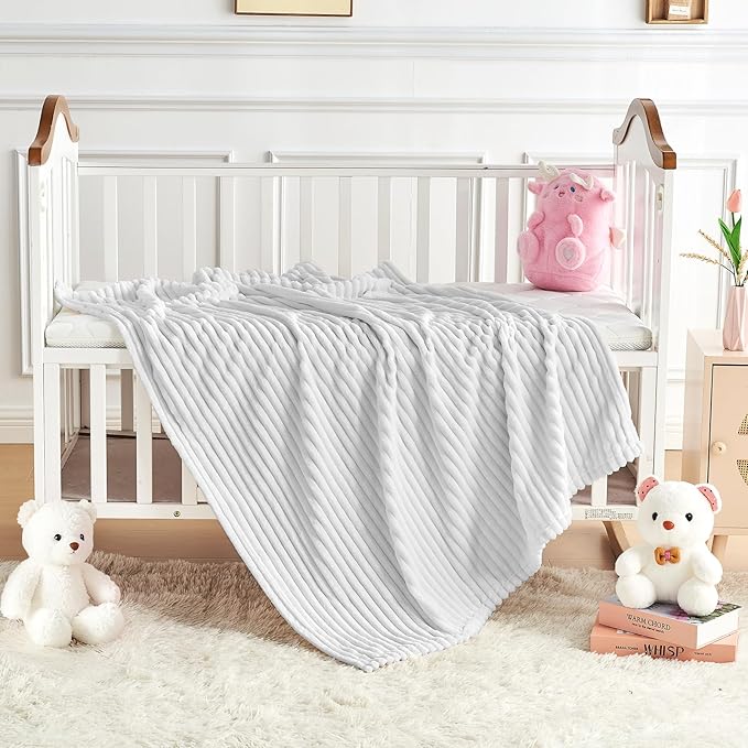 Soft Fleece Baby Blanket Ultra Cozy Grey Baby Blankets - Image 5