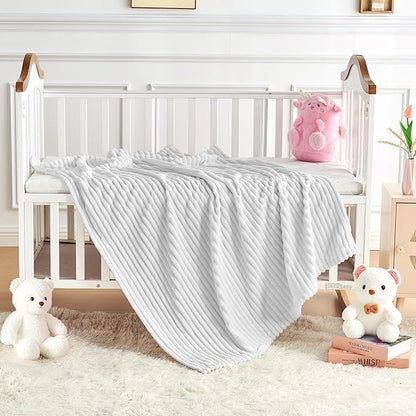 Soft Fleece Baby Blanket Ultra Cozy Grey Baby Blankets - Image 5