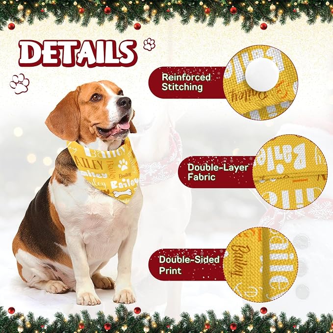 Personalized Dog Bandanas Custom Neckwear Name Button Anti-loosening Dog Scarf - Image 3