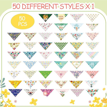 Chunful 50 Pcs Spring Dog Bandanas Bulk Flora Dog Bandanas Pet Triangle Scarf - Image 4
