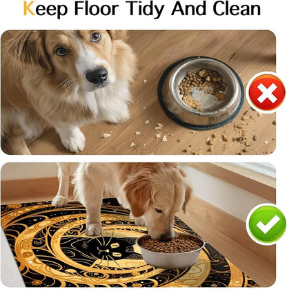 Cat Feedings Mats 20x12 inch Golden Cat Print Pet Bowl Placemat Non Slip Mat - Image 8