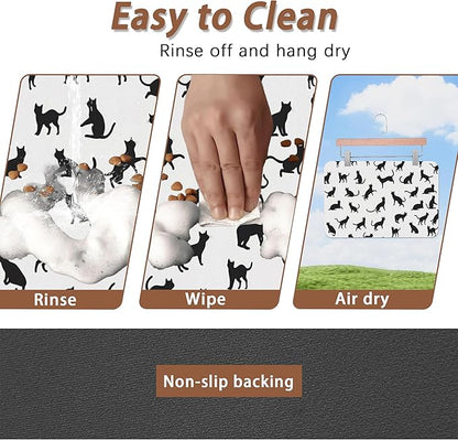 Funny Black Cat Dog Food Mat, Absorbent Pet Feeding Mat - Image 4