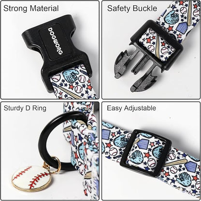 DOGWONG Baseball Dog Collar-Cute Boy Baseball Dog Collar, Adjustable Soft Male - Image 3