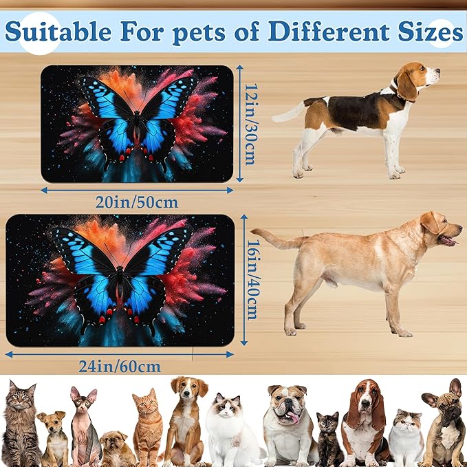 Blue Butterfly on Blooming Pet Feeding Mat– Christmas Stocking Quick Dry - Image 2
