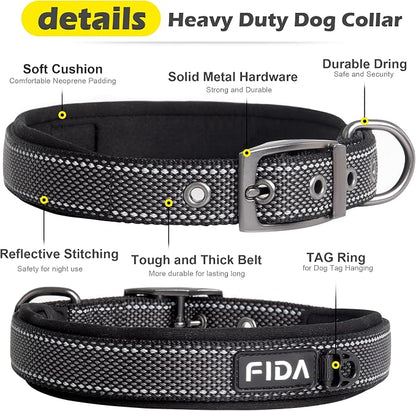 Fida Heavy Duty Dog Collar, Ultra Comfortable Soft Neoprene Padded, Adjustable - Image 3