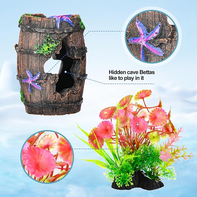 CousDUoBe Fish Broken Barrel Decor Fish Tank Decorations Betta Fish Tank - Image 4