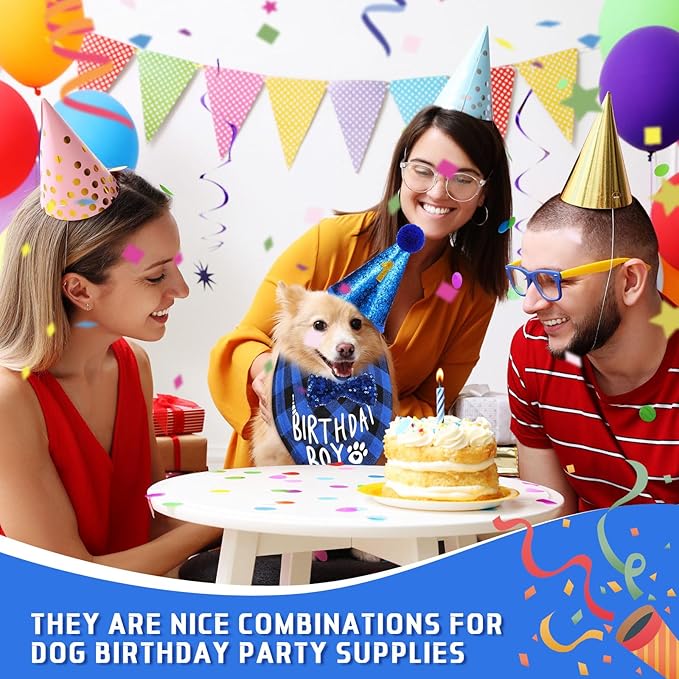 Weewooday Dog Birthday Party Supplies Birthday Boy Girl Cake Bandana Triangle - Image 3