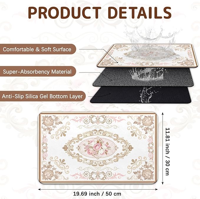 Dog Food Mat for Bowls, Absorbent Quick Dry Dog Cat Mats for Food and Water - Image 2