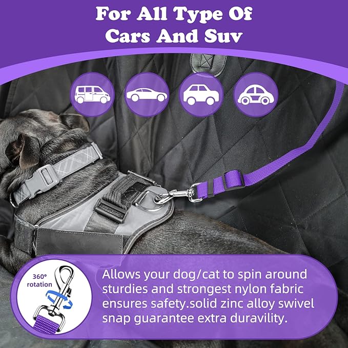 BWOGUE Pet Dog Cat Seat Belts, Car Headrest Restraint Adjustable Safety Leads - Image 5