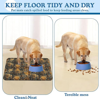 Grunge Boho Pet Feeding Mat for Floors–Christmas Stocking Absorbent Quick Dry - Image 5