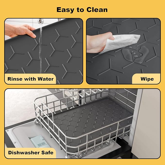 Pieviev 34''x22'' Dog Cat Food Bowl Mat, Silicone Waterproof Food Grade Pet - Image 6