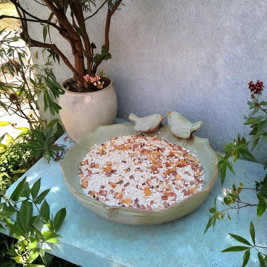 Ceramic Bird Bath for Outside on Ground, 9.45-Inch Birds Bath Bowl Only - Image 2