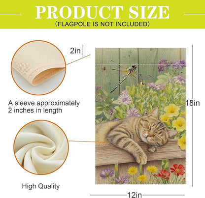 Sleeping Cat Garden Flag Double Sided Home Decorative, Spring Summer Garden - Image 4