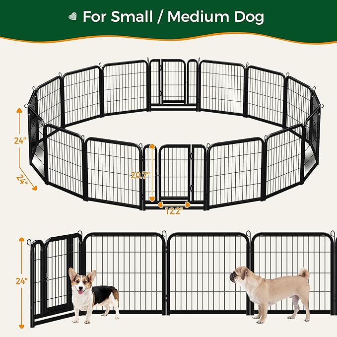 Yaheetech Dog Playpen Outdoor, 24 inch 16 Panels Dog Pen Indoor Heavy Duty - Image 5
