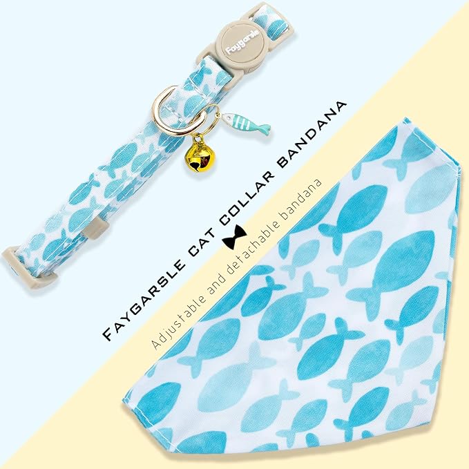 Faygarsle 2 Pack Fish Pattern Cat Collar Set - Image 6