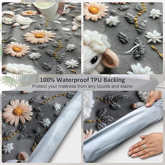 Waterproof Mattress Protector Full, Fitted Sheet Style Breathable Mattress Cover - Image 2