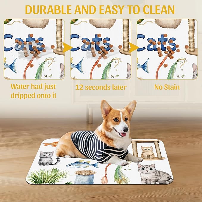 Cat Fun Pet Feeding Mat, Absorbent Bowl Pad - Image 5