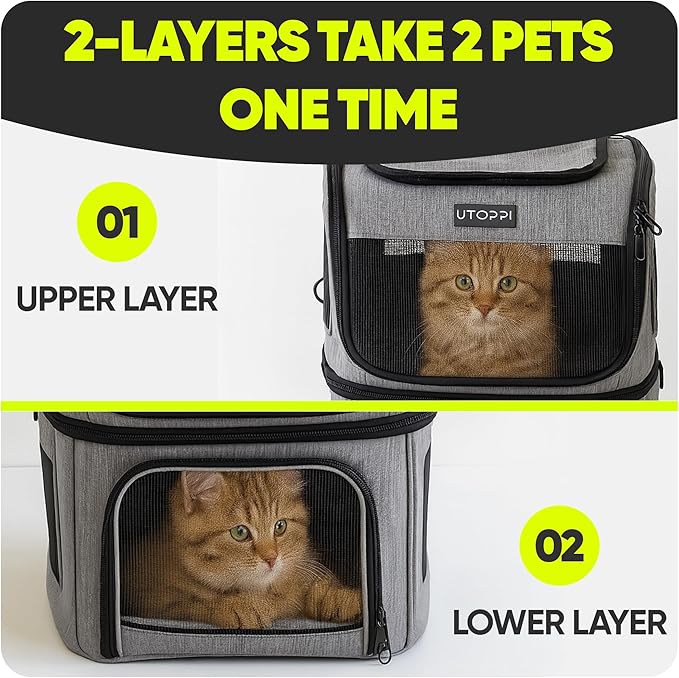 Cat Backpack Carrier for 2 Cats, Kittens or Small Dogs, Foldable & Breathable - Image 5