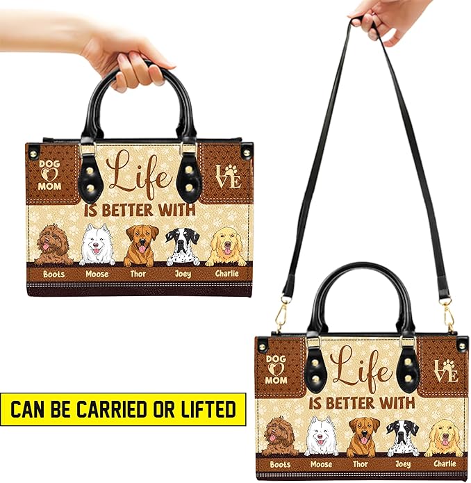Personalized Pet Mom Leather Handbag – Custom Name Dog Cat Photo Purse - Image 4