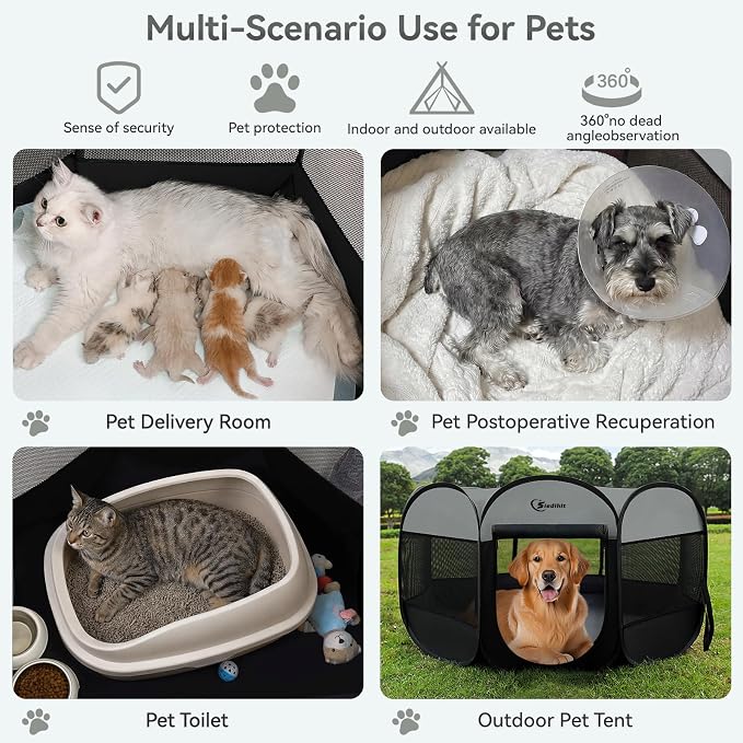 Dark Grey Puppy Playpen for Large Dog Cat, Dogs Tent Crates Cage Indoor/Outdoor - Image 4