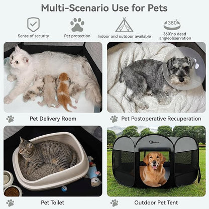 Dark Grey Puppy Playpen for Large Dog Cat, Dogs Tent Crates Cage Indoor/Outdoor - Image 4