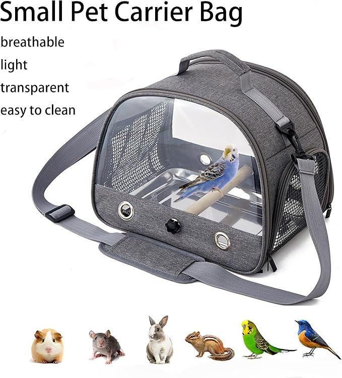 Bird Travel Carrier with Standing Perch, Lightweight Breathable Parrot Cage - Image 2