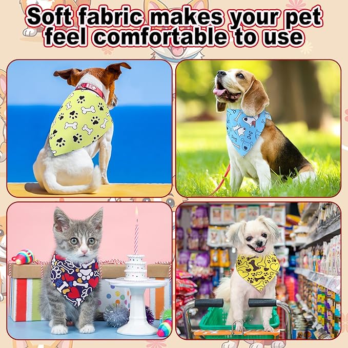 Aliceset 180 Pcs Dog Bandana Bulk Paw Print Bandanas - Image 6