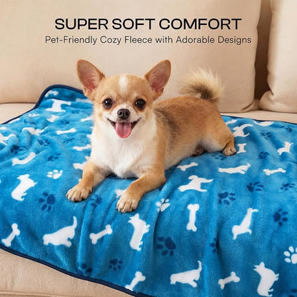 Luciphia 1 Pack 3 Dog Printed Fleece Pet Blankets Washable，Soft Warm Throw - Image 3