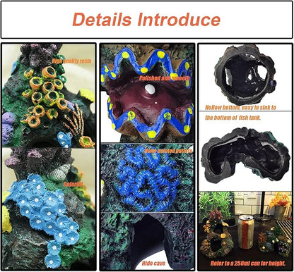 Tfwadmx Aquarium Coral Decoration Resin Fish Tank Hiding Mountain Cave Betta - Image 4