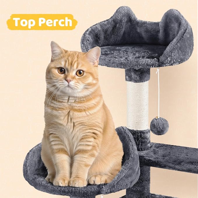 Yaheetech Cat Tree, 67in Large Tower w/ 3 Removable Teaser Sticks, 2 Kitten-Ear - Image 9