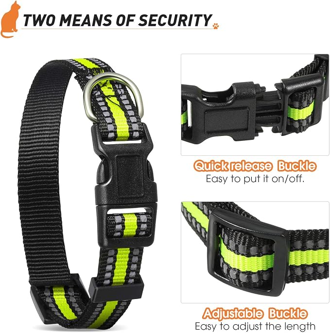 Weewooday 3 Pieces Reflective Dog Collar Nylon Adjustable Quick Release Pet - Image 5