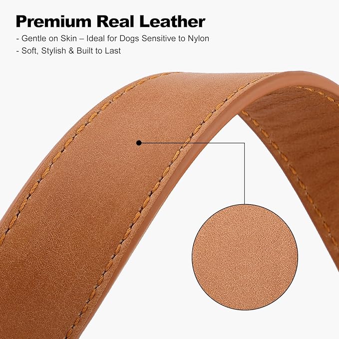 Plutus Pet Genuine Leather Dog Collar – Adjustable Pet Collar - Image 4