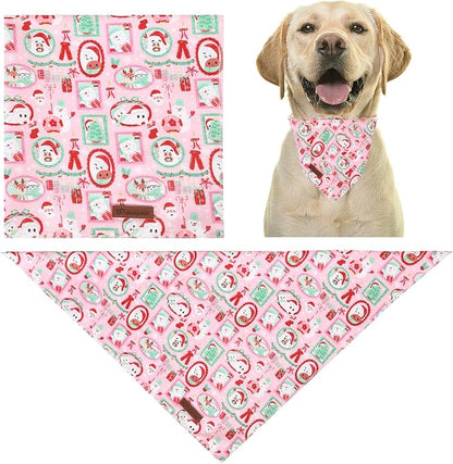Christmas Dog Bandana–Adorable Happy Snowman Triangle Scarf - Image 5