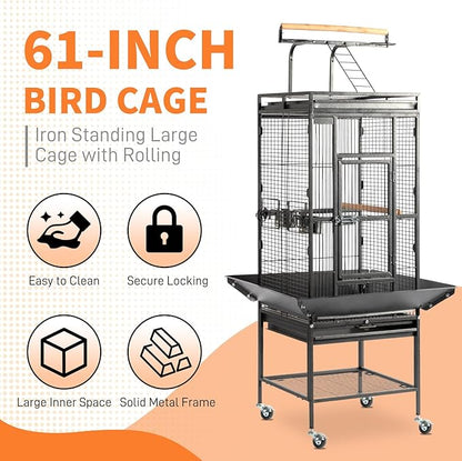 VINGLI Bird Cage with Rolling Stand - Image 2