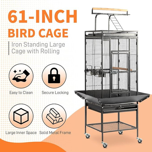 VINGLI Bird Cage with Rolling Stand - Image 2