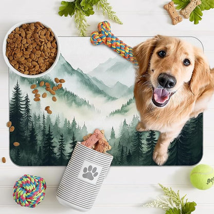 Misty Forest Mountain Dog Food Mat - Image 7