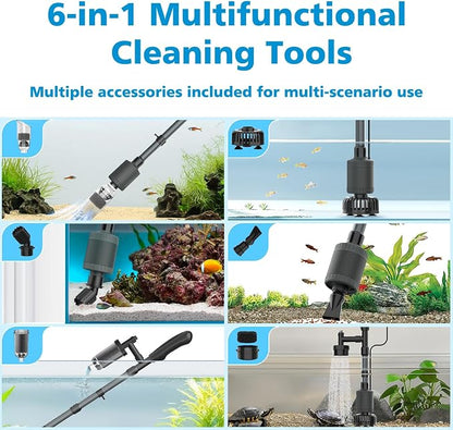fishkeeper Electric Aquarium Vacuum Gravel Cleaner, 25W 6 in 1 Multifunction - Image 4
