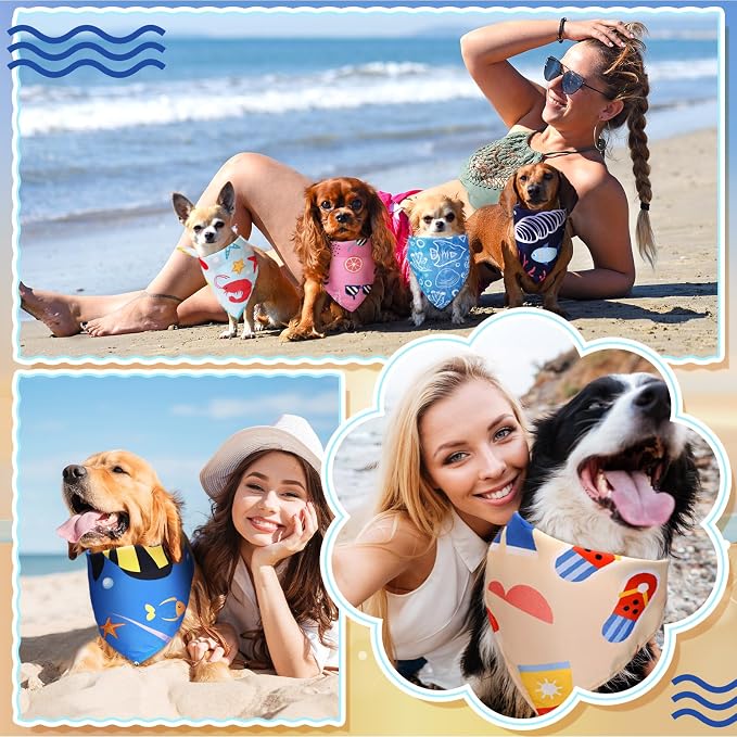 150 Pcs Ocean Dog Bandanas Bulk Summer Pet Bibs Triangle Ocean Themed Pet Scarf - Image 5