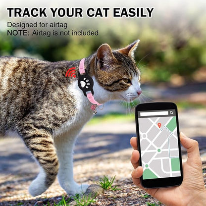 Airtag Cat Collar Breakaway, Cute GPS Cat Tracker Collars - Image 2