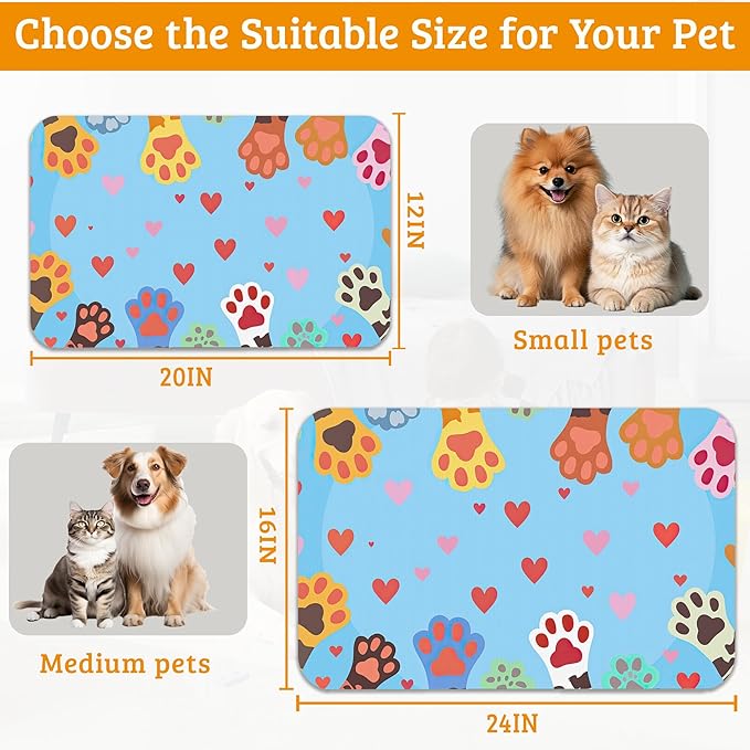 Pet Feeding Mat, Dog Paws Absorbent Dog Cat Food Mat Cute Cat Dog Mat - Image 6