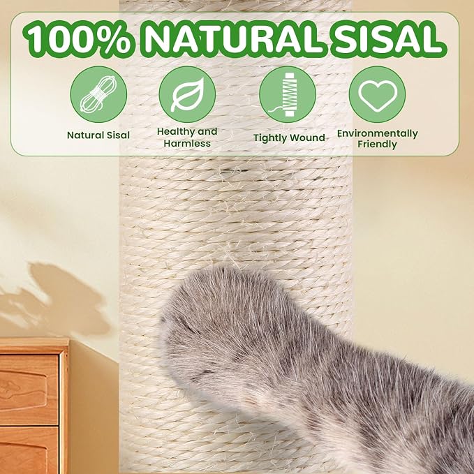 39.4'' Tall Cat Scratching Post, 3.5 Inch Wide Sisal Rope Scratching Post - Image 4