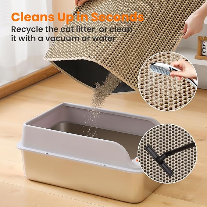 Cat Litter Mat, 24x18 Inches Large Double Layer Honeycomb Cat Litter Trapping - Image 6