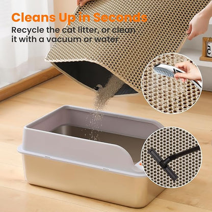 Cat Litter Mat, 24x18 Inches Large Double Layer Honeycomb Cat Litter Trapping - Image 6