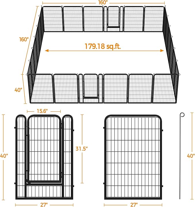 Yaheetech Dog Playpen Outdoor, 40 inch 24 Panels Dog Pen Indoor Heavy Duty - Image 4