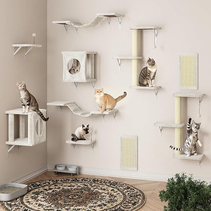 NUNU LAB Cat Wall Shelves, 10-in-1 Wall-Mounted Cat Furniture Set, Large Cat - Image 2