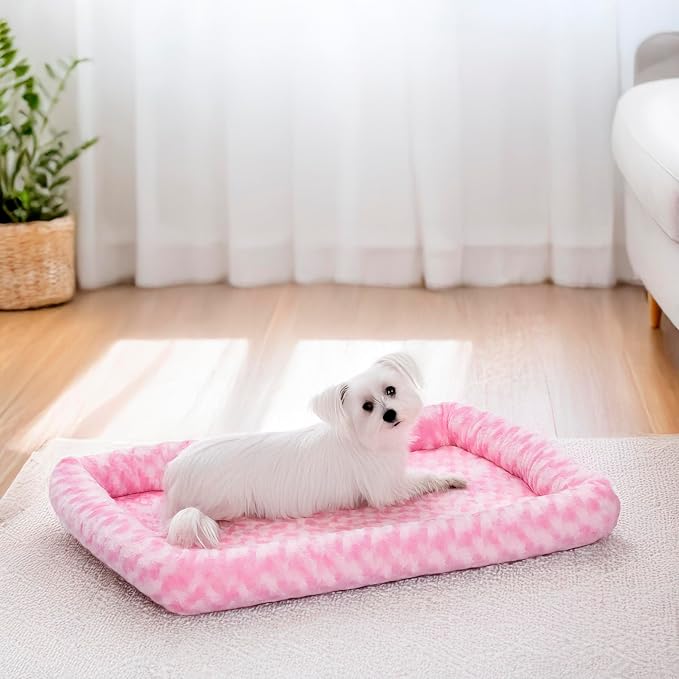 MidWest Homes for Pets QuietTime Fashion XS Dog Bed – Pink Faux Fur Bolster - Image 2