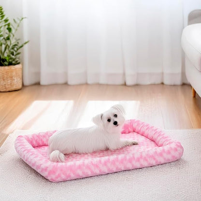 MidWest Homes for Pets QuietTime Fashion XS Dog Bed – Pink Faux Fur Bolster - Image 2